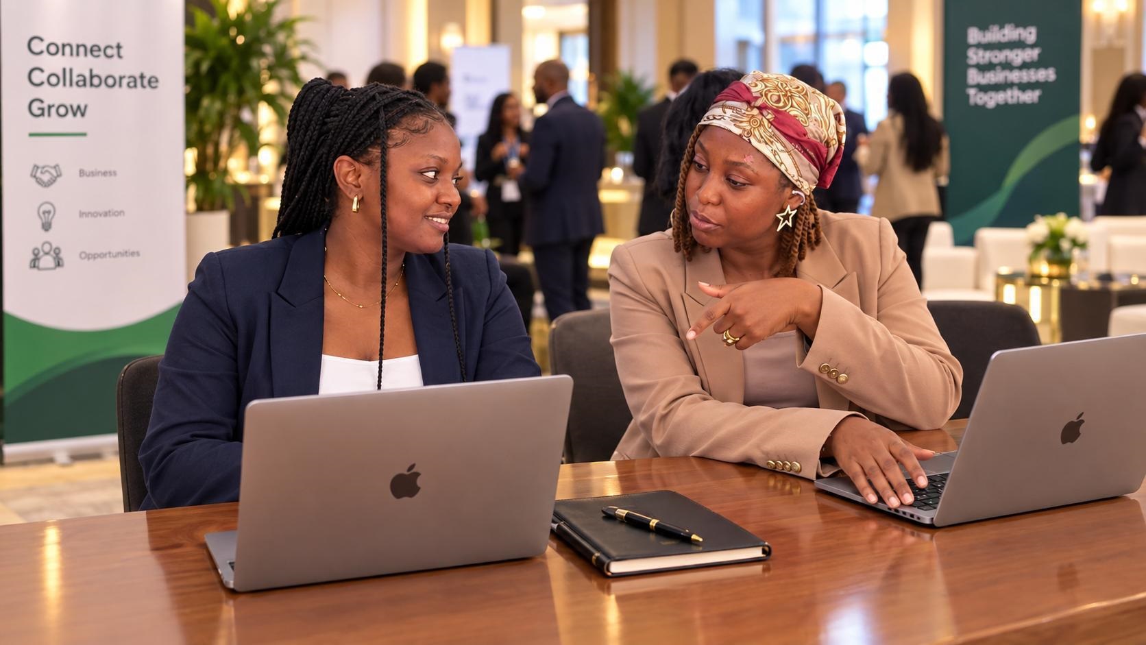 Business owners networking at a Charlotte event
